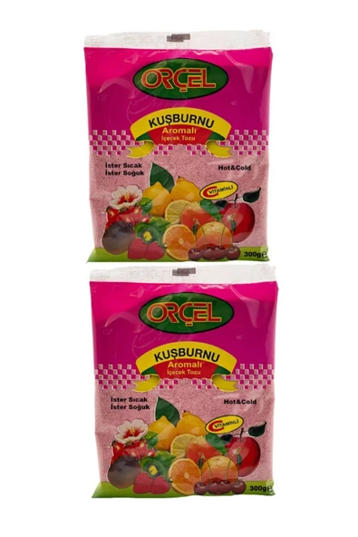 ORÇEL Kuşburnu Aromalı Içecek Tozu Oralet Çay 300gr.x 2 Adet - 1