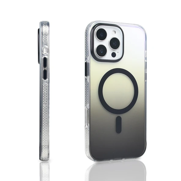 iPhone 16 Pro Max Kılıf M-safe Şarj Özellikli Transparan Renk Geçişli Toros Kılıf - Resim 11