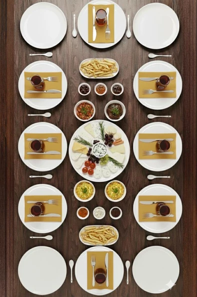 Atbyhome by Bambum Duru 37 Parça Porselen Kahvaltı Takımı Kahvaltı Seti Kahvaltılık- Sunum Seti - Resim 3