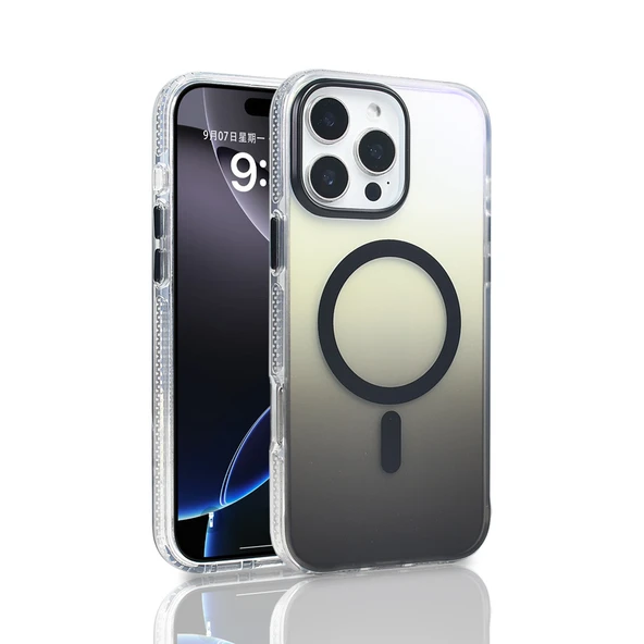 iPhone 16 Pro Max Kılıf M-safe Şarj Özellikli Transparan Renk Geçişli Toros Kılıf - Resim 2