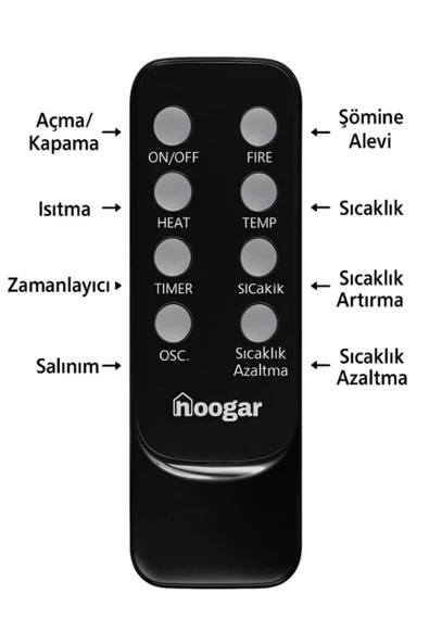 Hoogar German 2075 L Black Oben Seri OLED Şömineli Ekran Dijital Kule Tipi Seramik Fanlı Isıtıcı - 6
