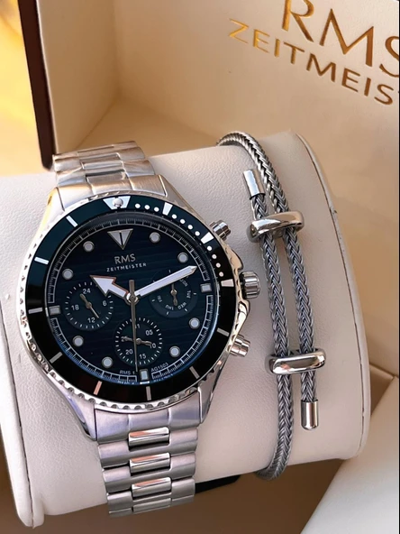 Rms Romanson 2 Yıl Garantili Çelik Kordon Çelik Kasa 5 Atm Suya Dayanıklı Erkek Kol Saati AG1503.01 ürün görseli