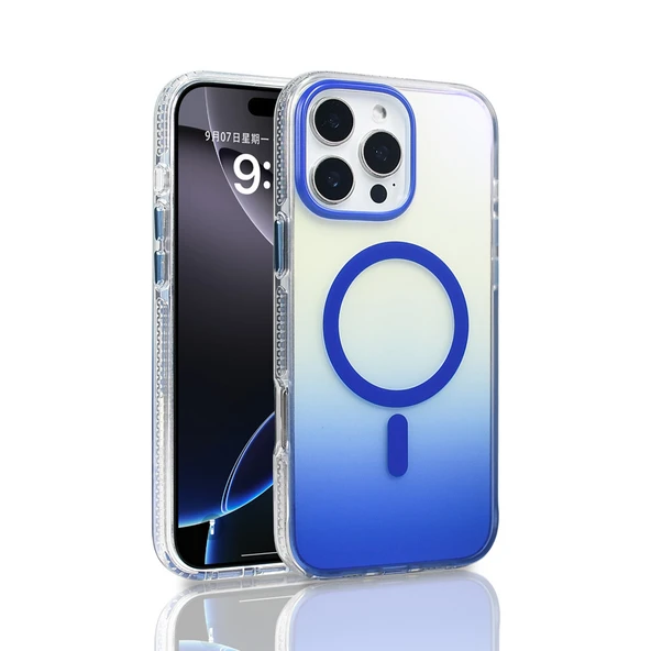 iPhone 16 Pro Max Kılıf M-safe Şarj Özellikli Transparan Renk Geçişli Toros Kılıf - Resim 3