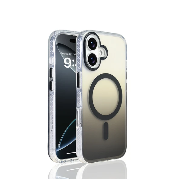 iPhone 17 Kılıf M-safe Şarj Özellikli Transparan Renk Geçişli Zore Kılıf - Resim 2