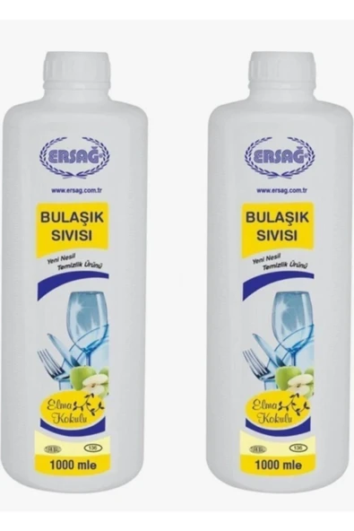 Ersağ Bulaşık Sıvısı Elma Kokulu 1000 ml x 2 Adet