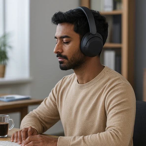 Kablosuz Bluetooth 5.3 Kulak Üstü Kulaklık  Aktif Gürültü Engelleme, Ekstra Bass, 50 Saat Pil Ömrü, Mikrofonlu - 2