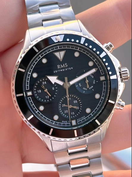 Rms Romanson 2 Yıl Garantili Çelik Kordon Çelik Kasa 5 Atm Suya Dayanıklı Erkek Kol Saati AG1503.01 - Resim 4