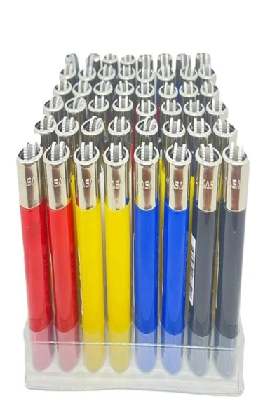 KASAİ Slim Renkli Taşlı Çakmak 48’li Paket Silindir Model - Resim 3