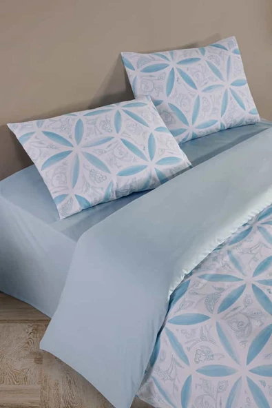 Evelya Blu %100 Pamuk Çift Kişilik Nevresim Takımı - Resim 3