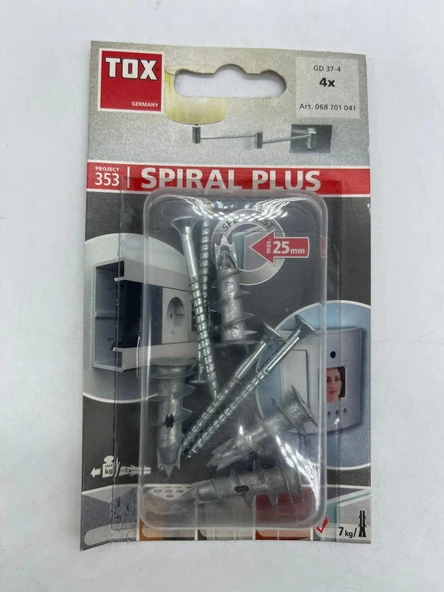 Tox Gd 37-4 Spiral Plus Vidalı Alçıpan Dübeli 4 Adet ürün görseli 1