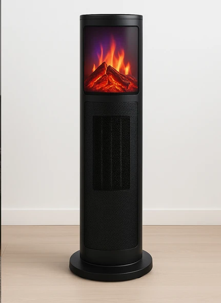 Hoogar German 2075 L Black Oben Seri OLED Şömineli Ekran Dijital Kule Tipi Seramik Fanlı Isıtıcı - 4