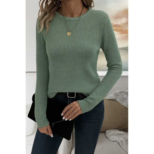 Lucky Life Kadın Uzun Kollu Bisiklet Yaka Triko Kazak - 3