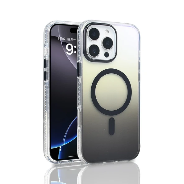 iPhone 16 Pro Max Kılıf M-safe Şarj Özellikli Transparan Renk Geçişli Toros Kılıf ürün görseli 1