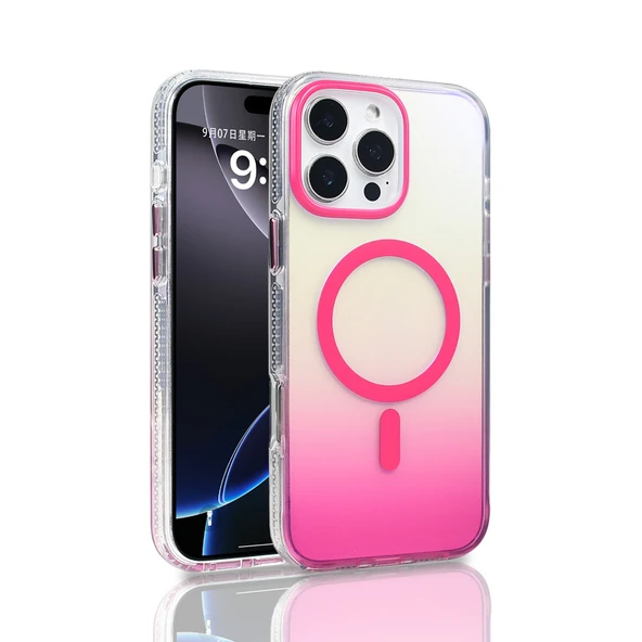 iPhone 16 Pro Max Kılıf M-safe Şarj Özellikli Transparan Renk Geçişli Toros Kılıf - Resim 6