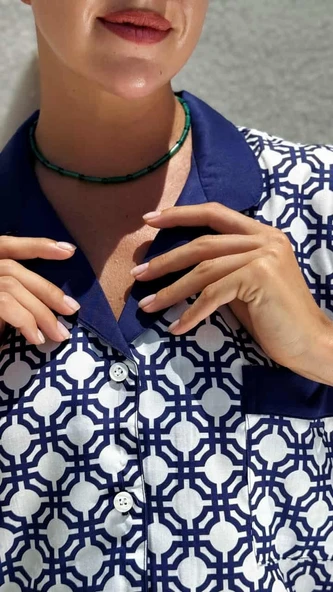 Saten Kısa Kollu Pijama Takımı(Çanta Hediyeli) ürün görseli