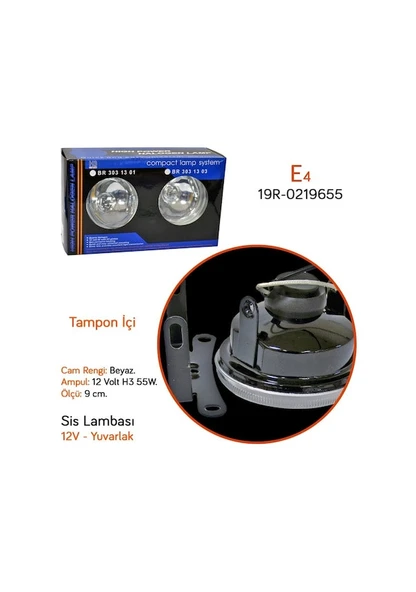 Carub 12v Sis Lambası Yuvarlak 9 Cm Beyaz Tampon İçi Br3031301 - 2