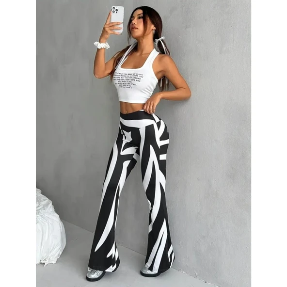 Lucky Life Kadın Yüksek Bel Zebra Desenli Dalgıç Tayt - 3