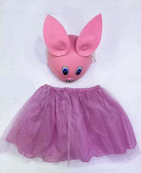 Tavşan Kostümü Pembe - 23 Nisan Tavşan Şapka ve Tütü Etek Seti 2 Parça ürün görseli 1