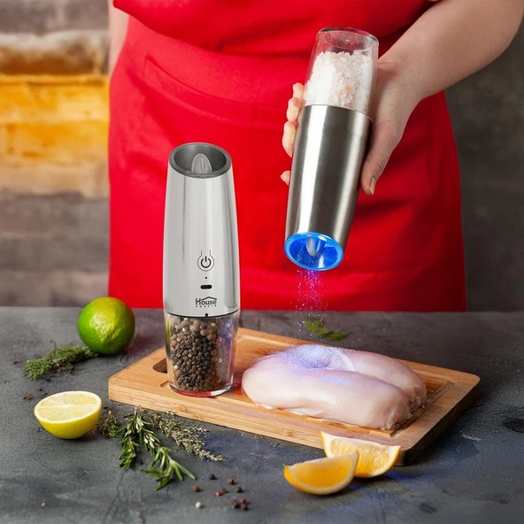 House Pratik HP72 Şarjlı Tuz ve Baharat Öğütücü Inox - Resim 4