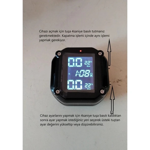 Motoware Motosiklet Bisiklet Lastik Basınç Göstergesi - Resim 2