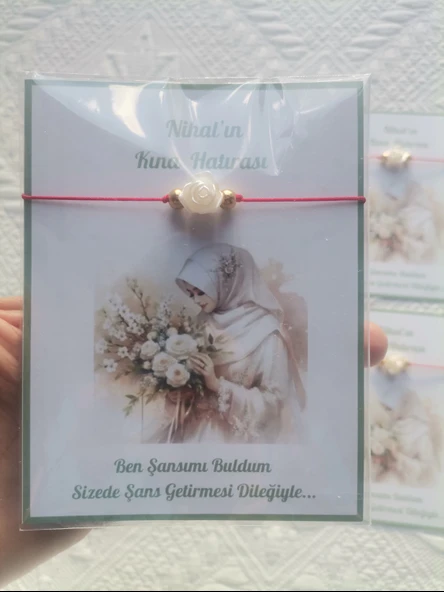 48 Adet Kişiye Özel Gül İnci Model Düğün Nikah Nişan Söz Kına Hatırası Dağıtmalık Hediyelik Bileklik - Resim 7