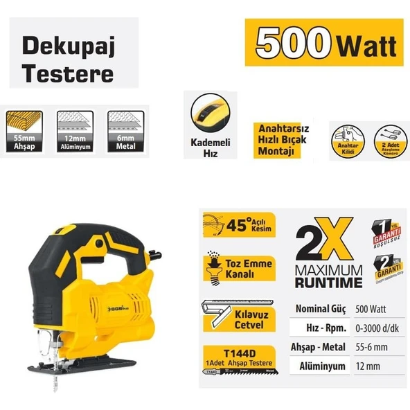Sgs 5192 Dekupaj Testere 500 Watt - Resim 2