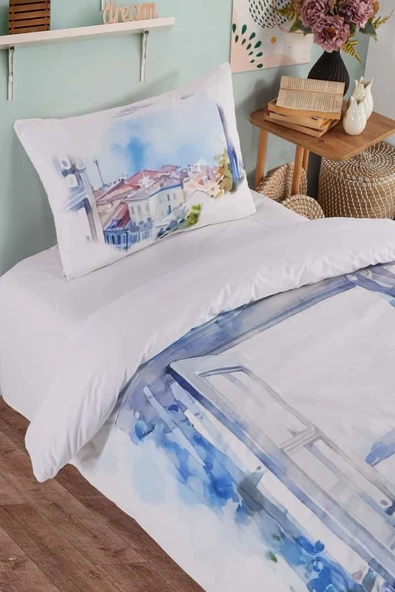 İstanbul %100 Pamuk Tek Kişilik Nevresim Takımı - Resim 3