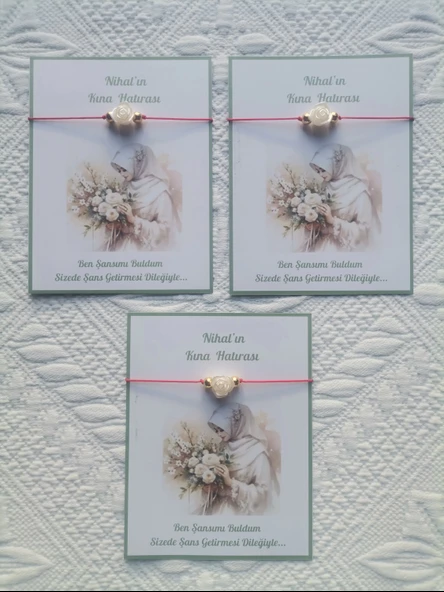 48 Adet Kişiye Özel Gül İnci Model Düğün Nikah Nişan Söz Kına Hatırası Dağıtmalık Hediyelik Bileklik - Resim 2