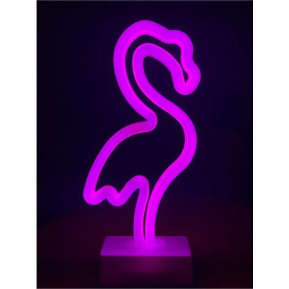 Naturalove 272 x 160 Dekoratif Flamingo LED Neon Gece Lambası Beyaz - Pembe Mor ürün görseli