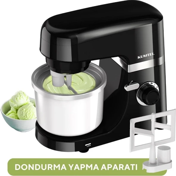 Kumtel Siyah Hamur Yoğurma 1800WATT 4.5lt Dondurma Yapma Aprt. Sm-02 - Resim 3
