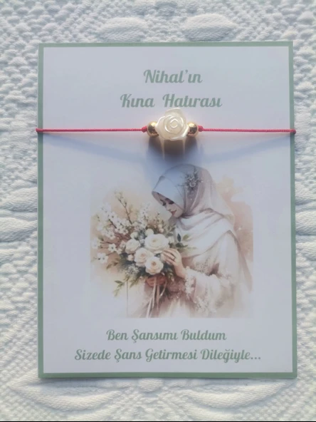 72 Adet Kişiye Özel Gül İnci Model Düğün Nikah Nişan Söz Kına Hatırası Dağıtmalık Hediyelik Bileklik