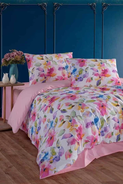 Flowers %100 Pamuk Çift Kişilik Nevresim Takımı - Resim 2