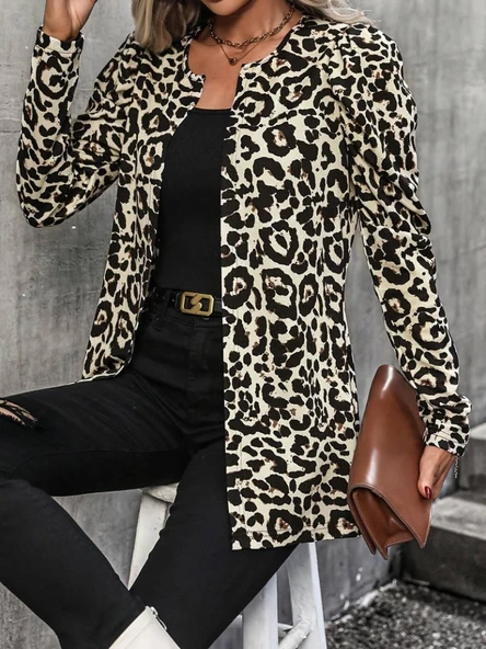 Lucky Life Kadın Uzun Kollu Alın Omuz önü Açık şardonlu Dalgıç Ceket - Resim 17