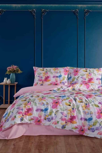 Flowers %100 Pamuk Çift Kişilik Nevresim Takımı ürün görseli