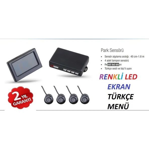 Autoware Renkli Lcd Ekranlı Türkçe Sesli Ve Bipli Park Sensörü - Resim 3