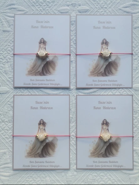 72 Adet Kişiye Özel Gül İnci Model Düğün Nikah Nişan Söz Kına Hatırası Dağıtmalık Hediyelik Bileklik - 4