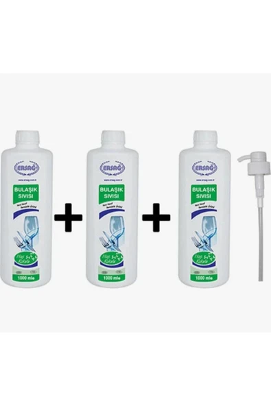 Ersağ Bulaşık Sıvısı Hoş Kokulu 3 Adet 1000 ml + Aparat Hediyeli Set