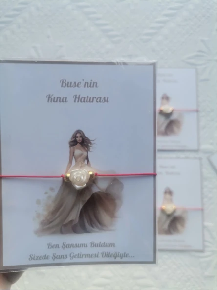 48 Adet Kişiye Özel Gül İnci Model Düğün Nikah Nişan Söz Kına Hatırası Dağıtmalık Hediyelik Bileklik - Resim 6