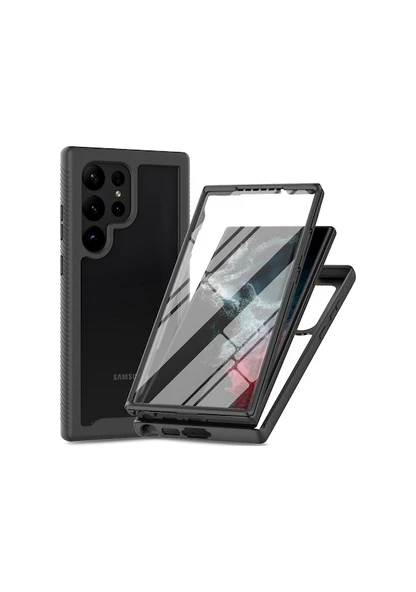 Cbtx Samsung Galaxy S23 Ultra Pc + Tpu Hibrit Kapak Tam Koruma Pet Ekran Koruyucu Telefon Kılıfı