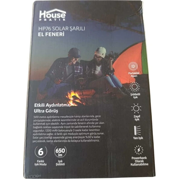 House Pratik Solar Şarjlı El Feneri HP76 - Resim 3