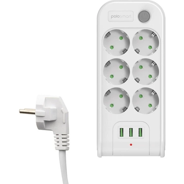Polosmart Termal Akım Korumalı 6'lı Uzatma Kablosu 2m MP18 ürün görseli