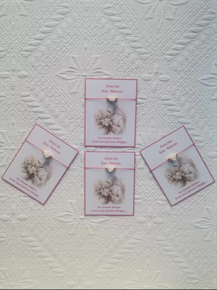 48 Adet Kişiye Özel Gül İnci Model Düğün Nikah Nişan Söz Kına Hatırası Dağıtmalık Hediyelik Bileklik - Resim 5