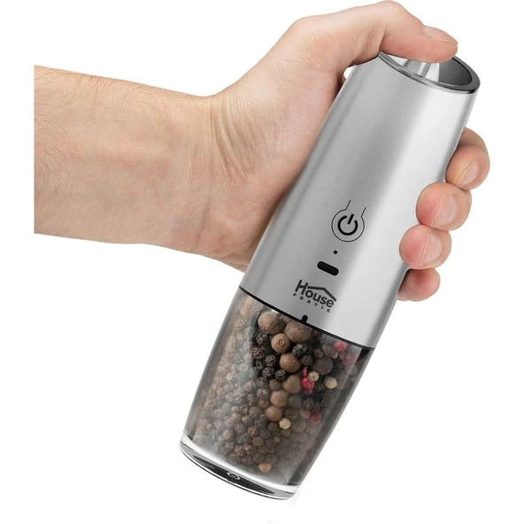 House Pratik HP72 Şarjlı Tuz ve Baharat Öğütücü Inox - Resim 2