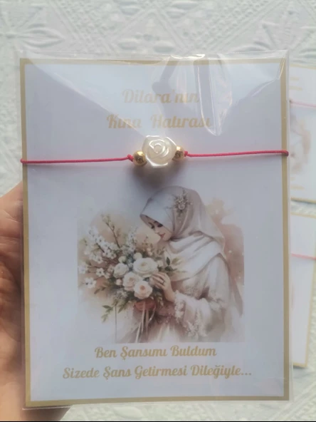 72 Adet Kişiye Özel Gül İnci Model Düğün Nikah Nişan Söz Kına Hatırası Dağıtmalık Hediyelik Bileklik - 6