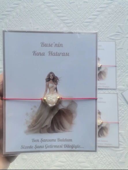 72 Adet Kişiye Özel Gül İnci Model Düğün Nikah Nişan Söz Kına Hatırası Dağıtmalık Hediyelik Bileklik - 8