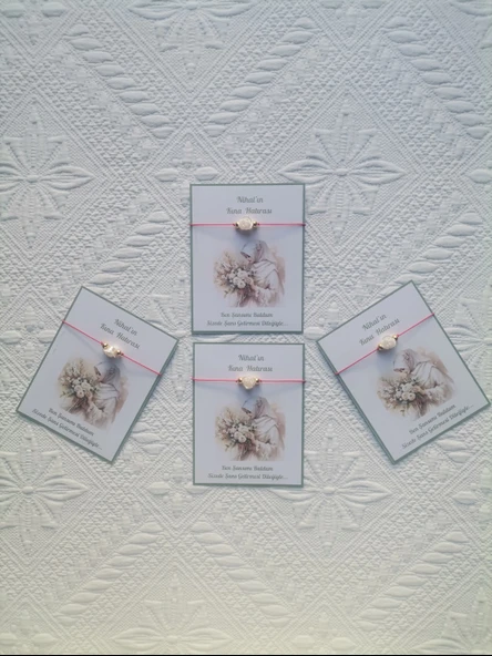 72 Adet Kişiye Özel Gül İnci Model Düğün Nikah Nişan Söz Kına Hatırası Dağıtmalık Hediyelik Bileklik - 4