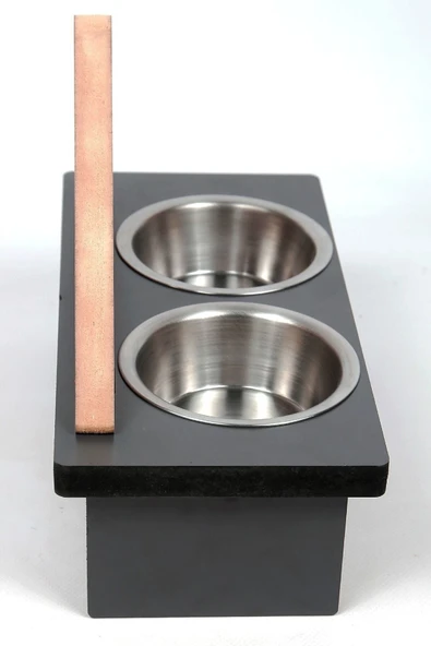 Ahşap Kedi Mama Kabı Pati Desenli Üçgen Köpek Mama Ve Su Kabı - 5