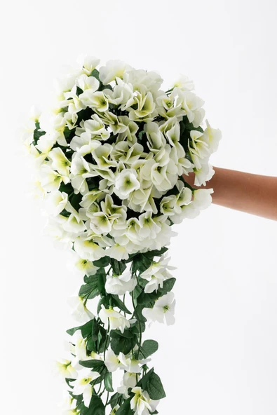 Yapay Begonvil Çiçeği 75 cm Beyaz 22 Dal - Resim 3