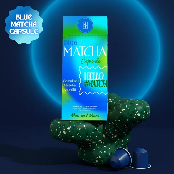 Blue Matcha Kapsül - Nespresso Uyumlu, Mavi Spirulina Superfood Matcha Tozu, 10'lu Paket - Resim 2