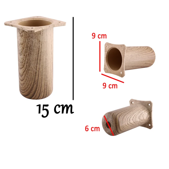 (4 Adet) Plastik Liva Doğal Meşe 15 cm Ayak Mobilya Kanepe Koltuk Baza Yükseltme Ayağı Ayakları - Resim 3